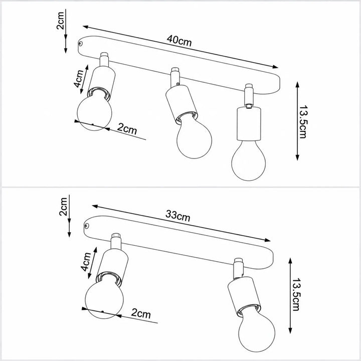 Luminaire plafond fornes avec douilles orientables et ampoules apparentes offrant une lumière généreuse moderne et minimaliste
