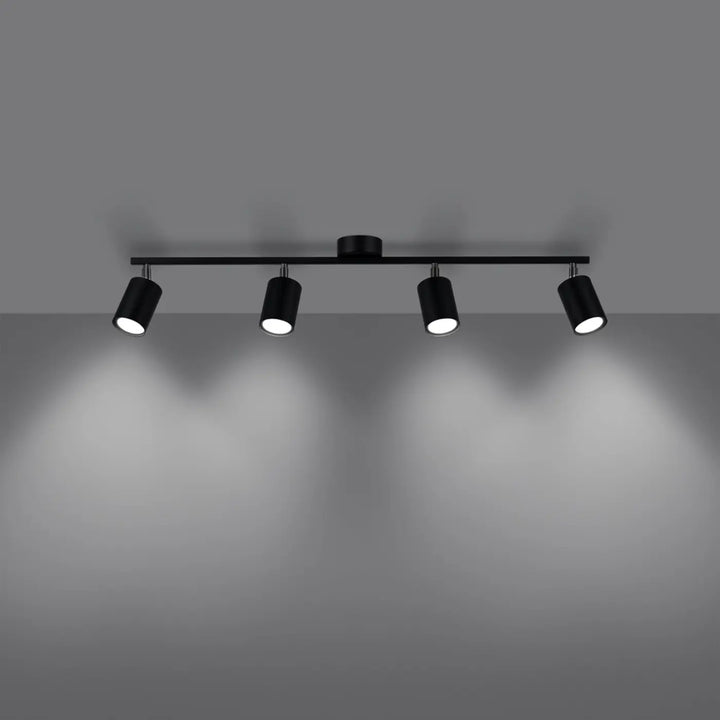 Luminaire plafonnier noir allumé