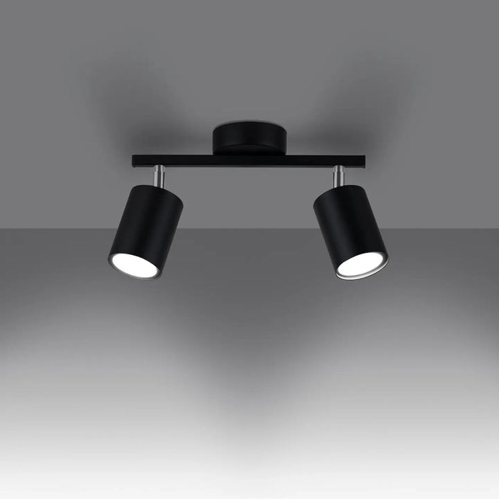Luminaire plafonnier noir allumé