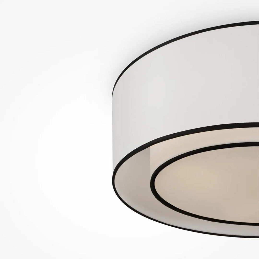 Abat-jour cylindrique blanc avec bordure noire du plafonnier bergamo idéal pour salle à manger moderne