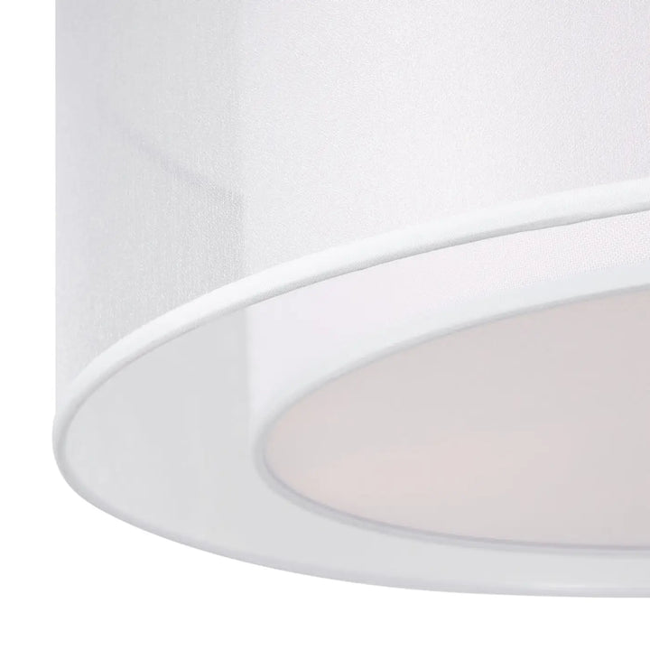 Abat-jour cylindrique blanc en tissu transparent avec bords arrondis pour plafonnier bergamo en salle à manger