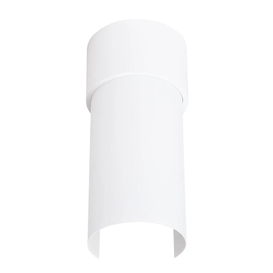 Luminaire plafonnier flash blanc en forme de raccord cylindrique en pvc mat avec design moderne pour lampe flash