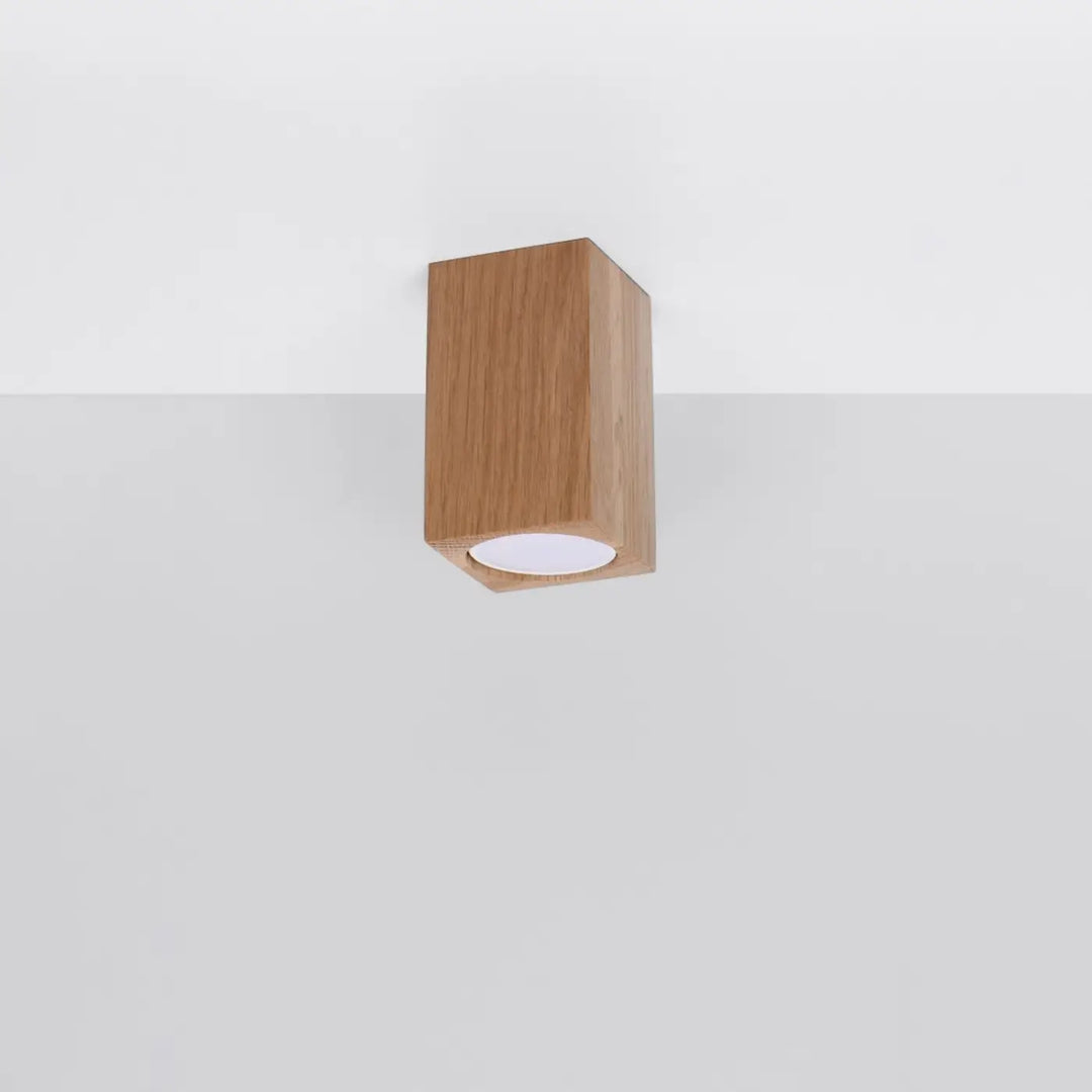 Plafonnier en bois de chêne à spots carrés éteint