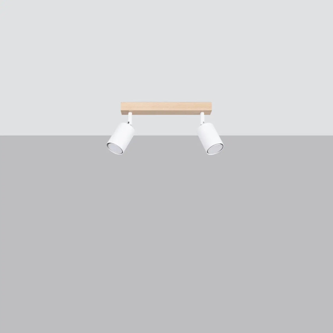 Plafonnier blanc/bois naturel éteint