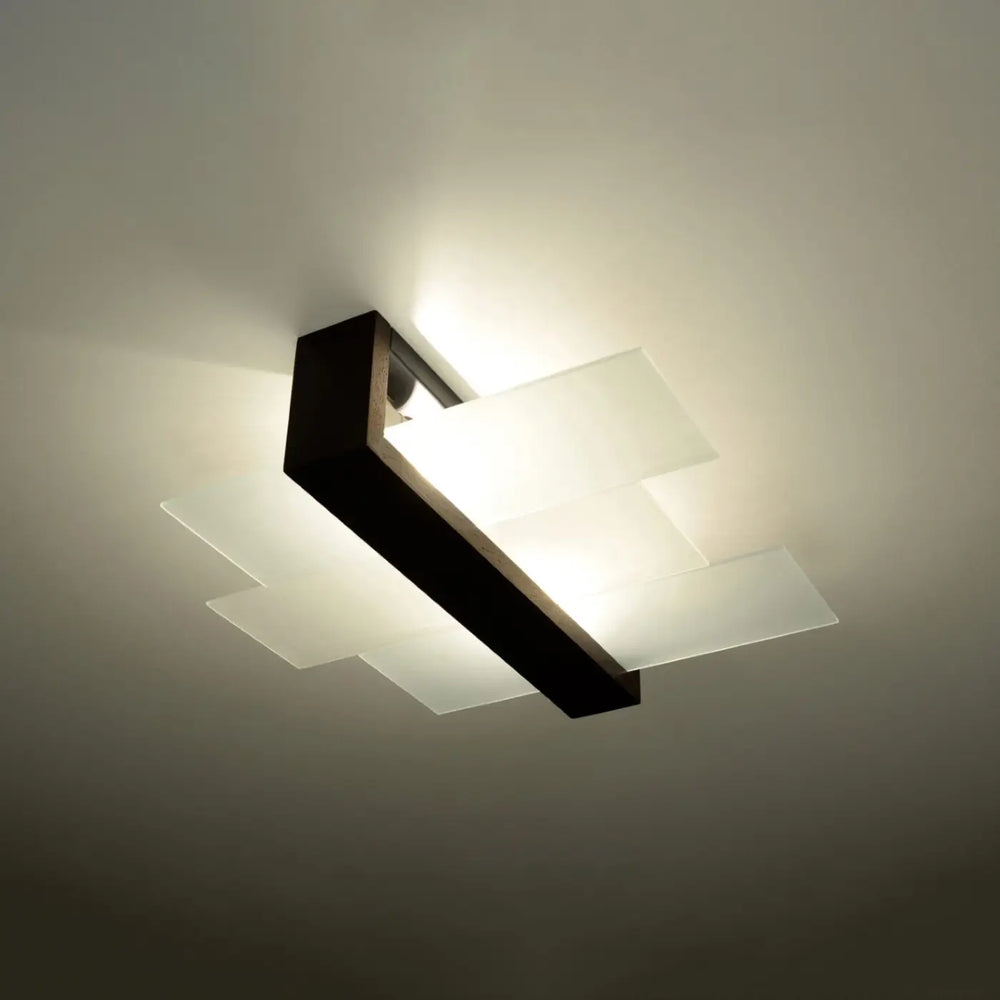 Luminaire plafonnier wengé allumé
