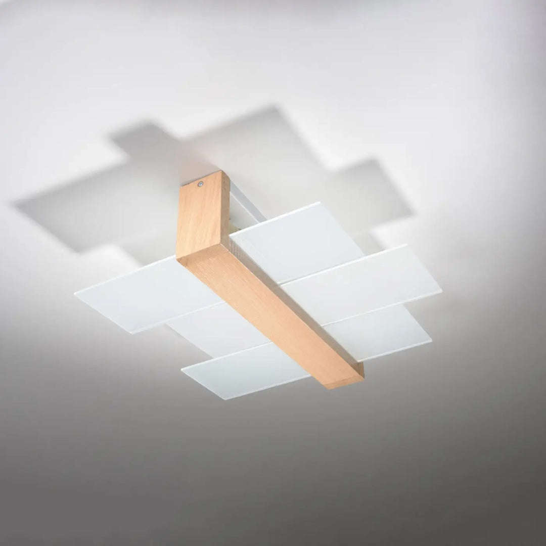 Luminaire plafonnier bois naturel éteint