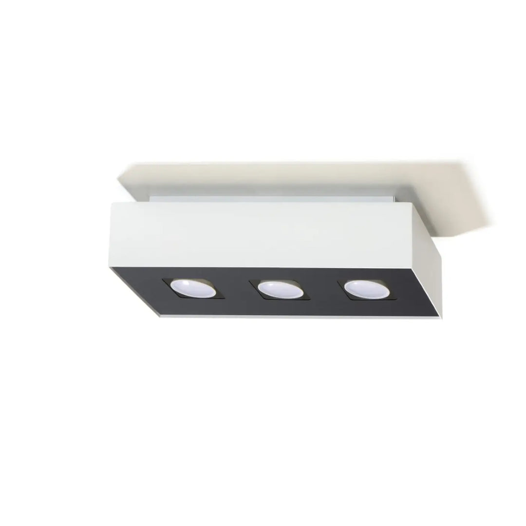 Luminaire Plafonnier blanc/noir éteinte, vue rapprochée