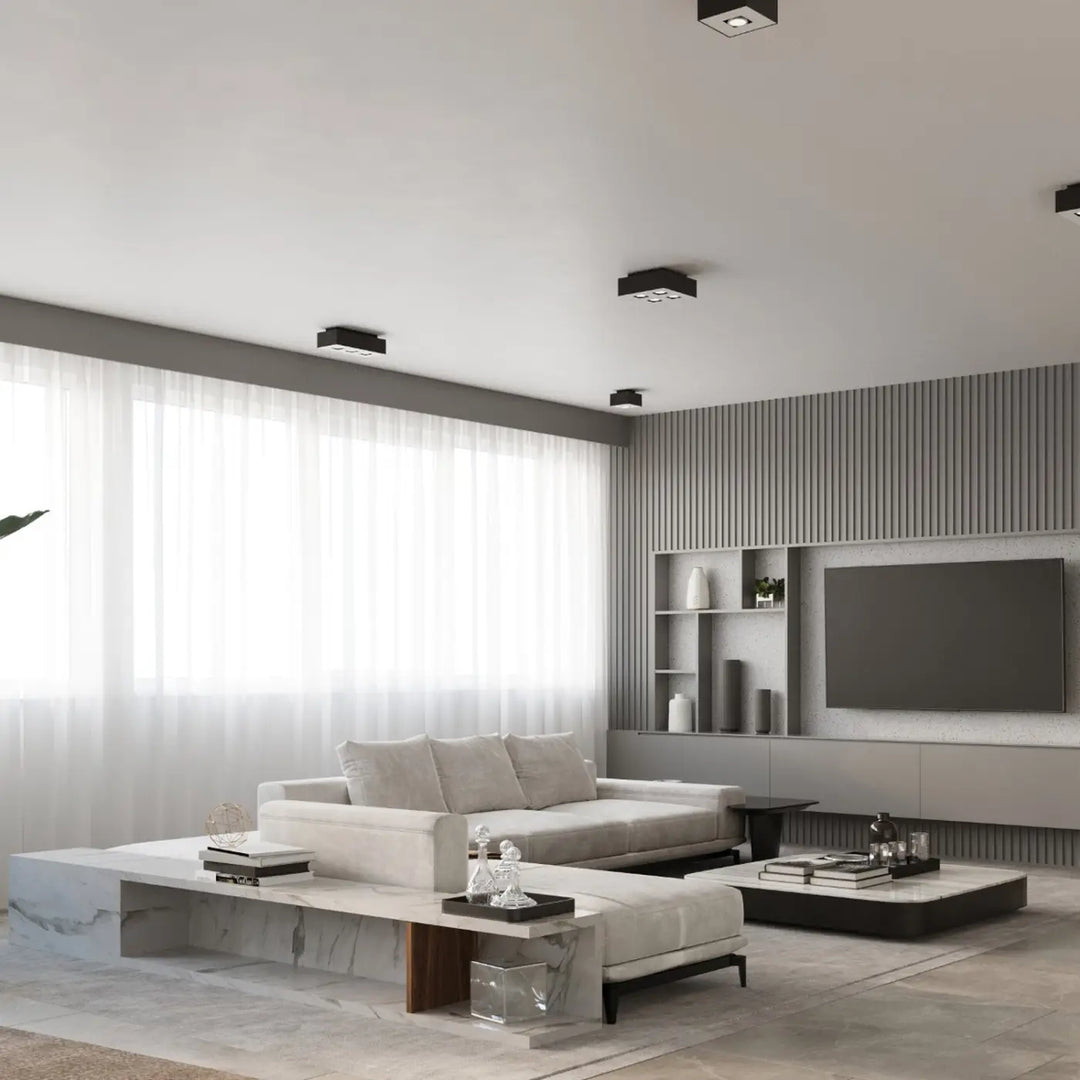 Luminaire Plafonnier noir/blanc dans un intérieur contemporain