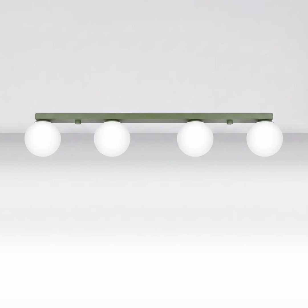 Luminaire Plafonnier vert olive éteinte, vue rapprochée