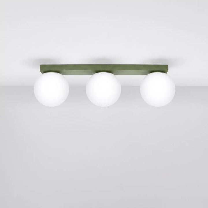 Luminaire Plafonnier vert olive éteinte, vue rapprochée
