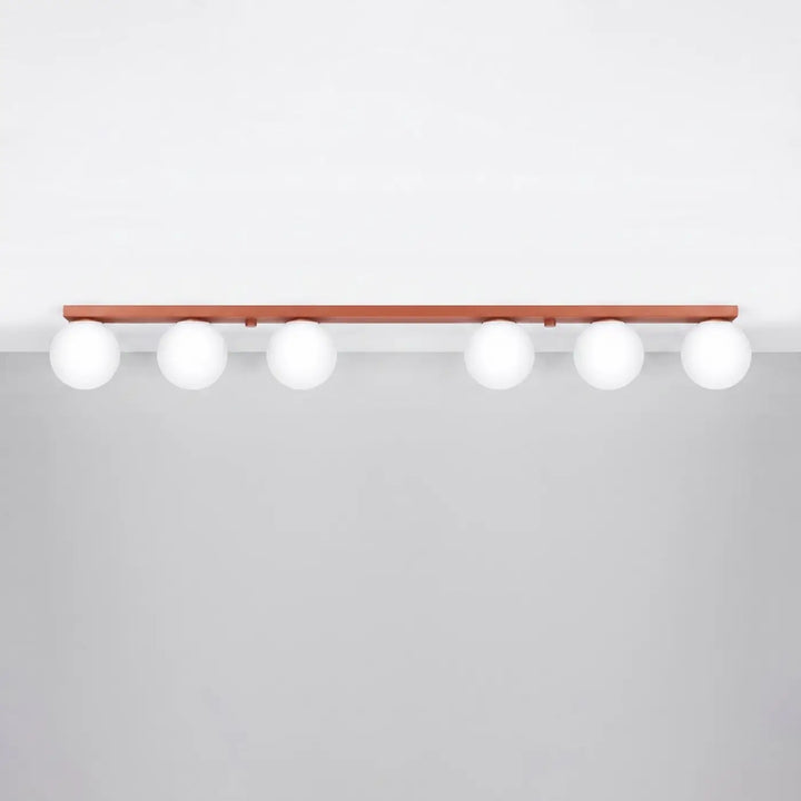 Luminaire Plafonnier ocre rouge éteinte, vue rapprochée