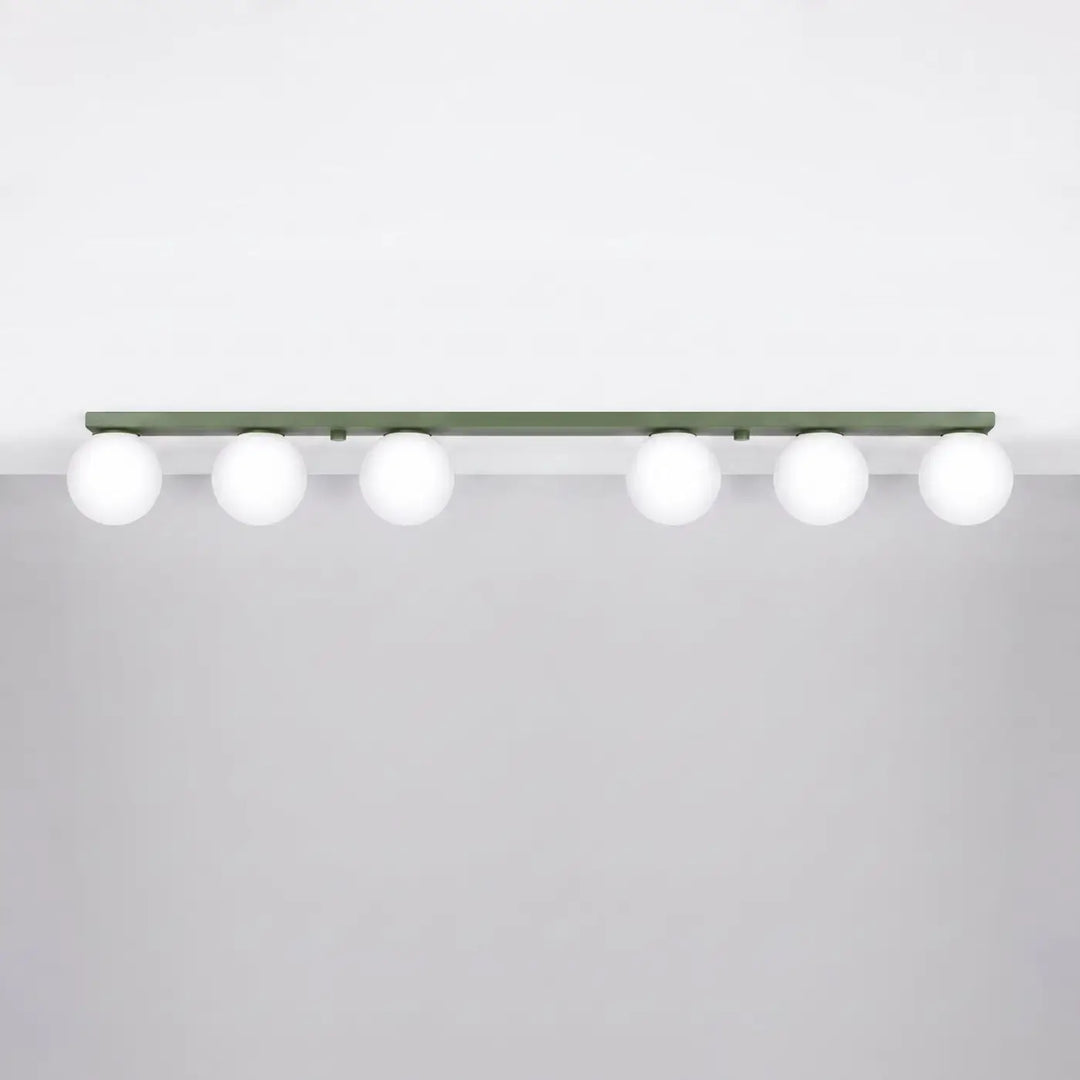 Luminaire Plafonnier vert olive éteinte, vue rapprochée