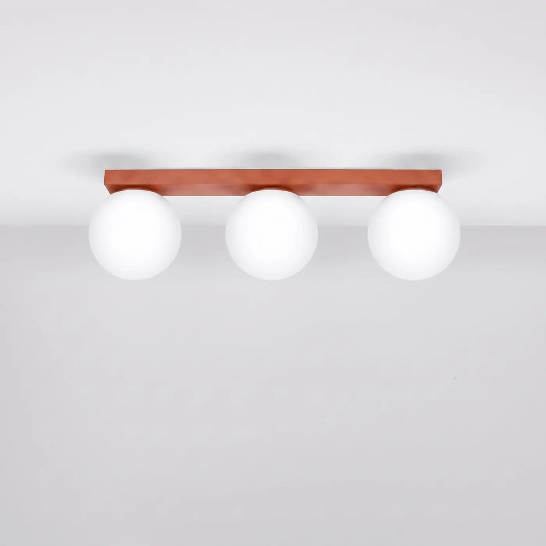 Luminaire Plafonnier ocre rouge éteinte, vue rapprochée