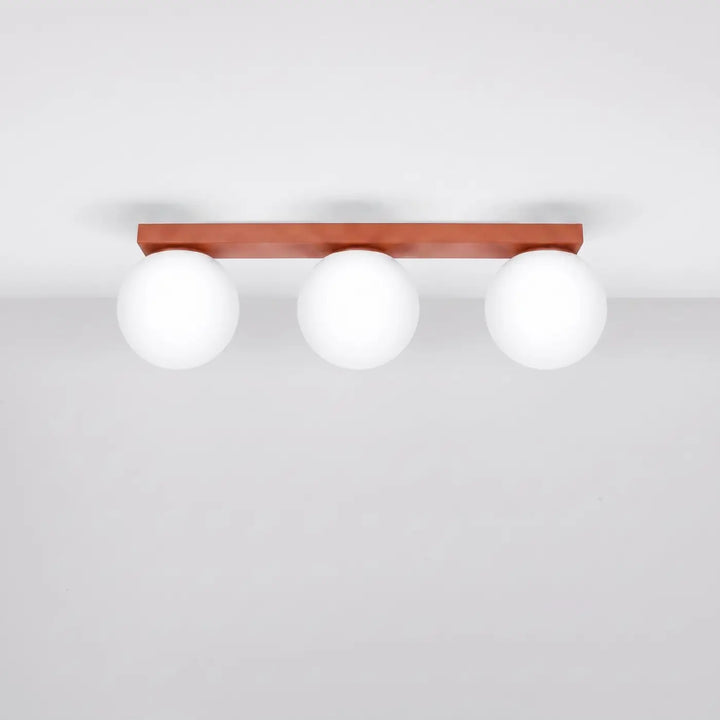 Luminaire Plafonnier ocre rouge éteinte, vue rapprochée