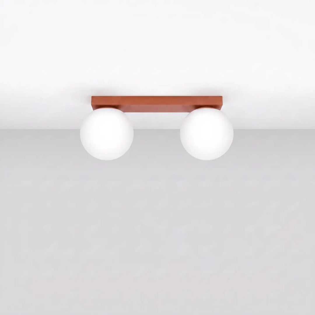 Luminaire Plafonnier ocre rouge éteinte, vue rapprochée