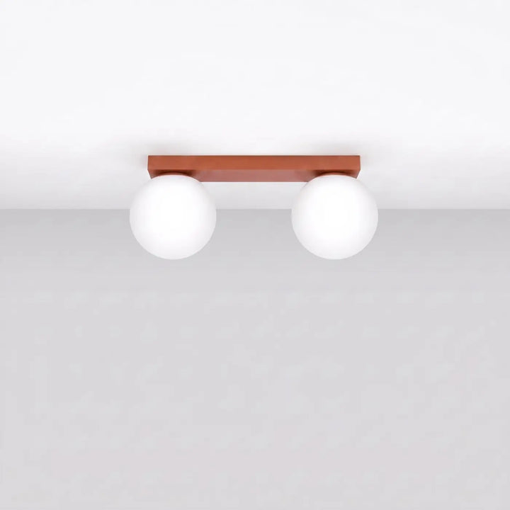 Luminaire Plafonnier ocre rouge éteinte, vue rapprochée