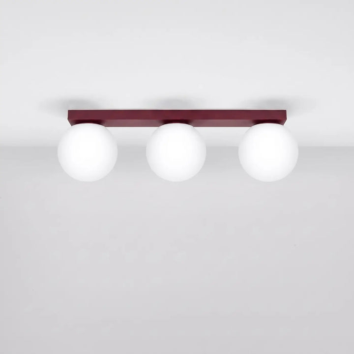 Luminaire Plafonnier bordeaux éteinte, vue rapprochée