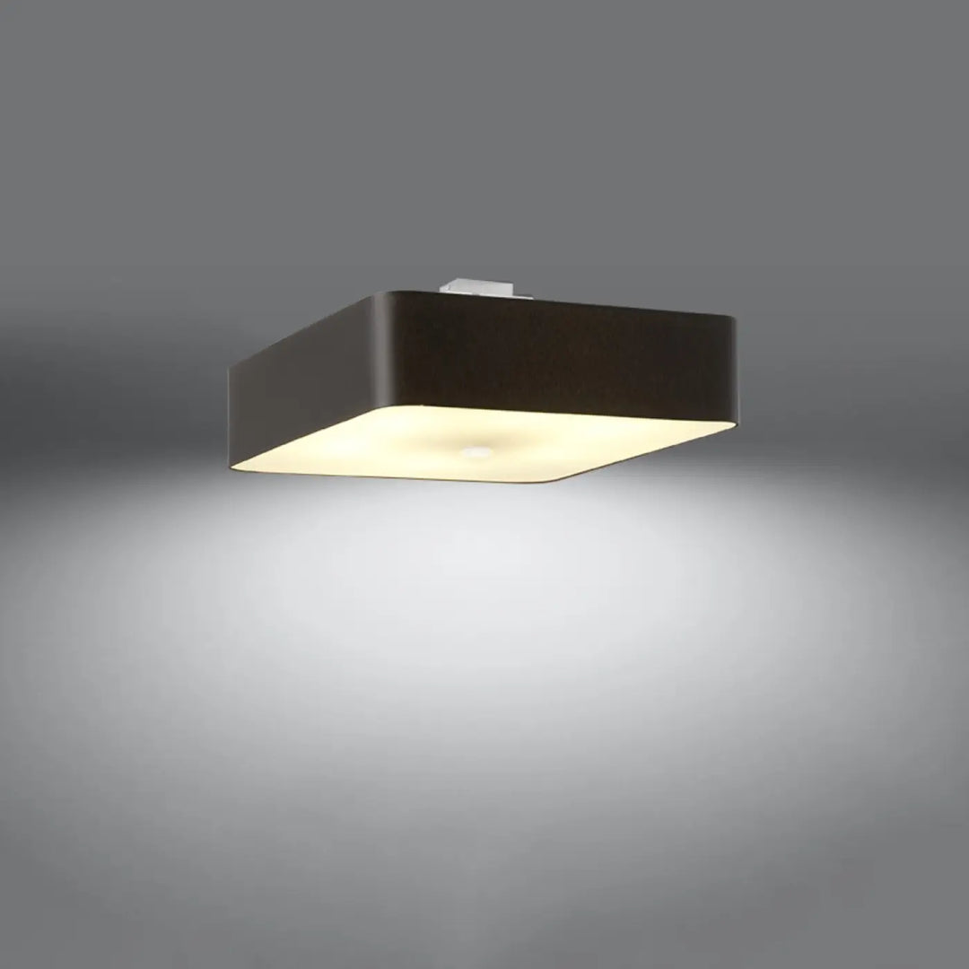 Luminaire Plafonnier noir allumée, vue rapprochée