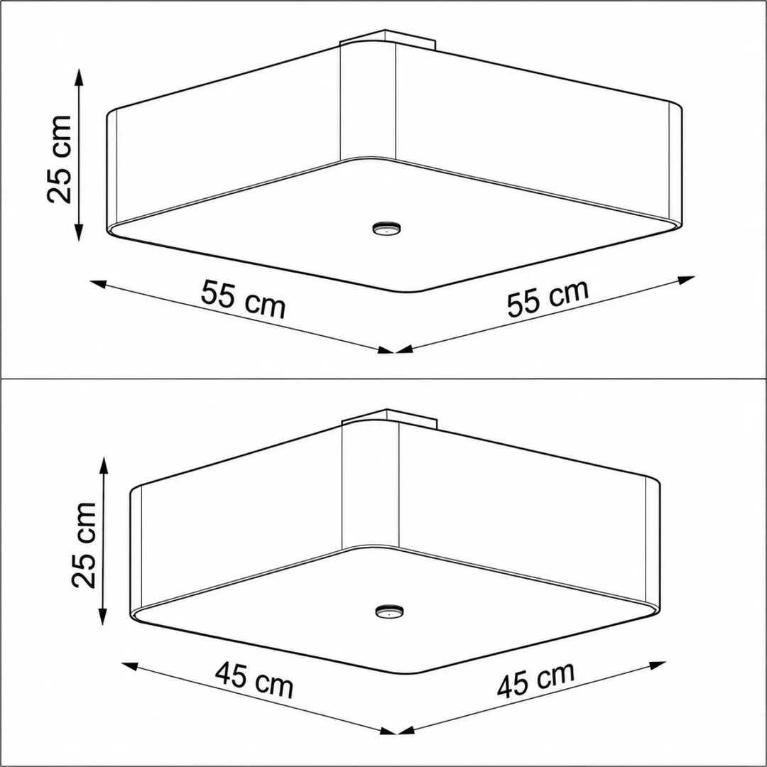 Luminaire plafonnier lokko rectangulaire avec abat-jour carré éclaire largement avec cinq ampoules e27 en deux tailles
