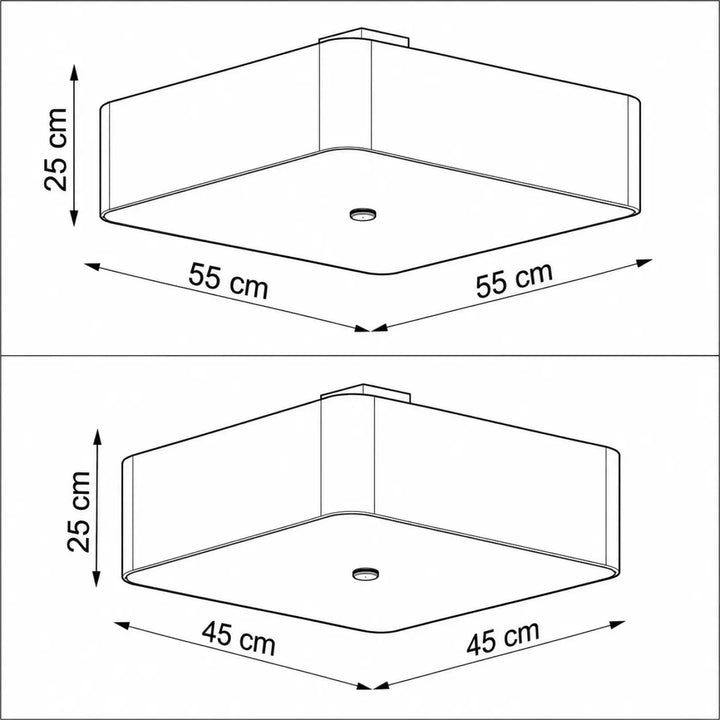 Luminaire plafonnier lokko rectangulaire avec abat-jour carré éclaire largement avec cinq ampoules e27 en deux tailles