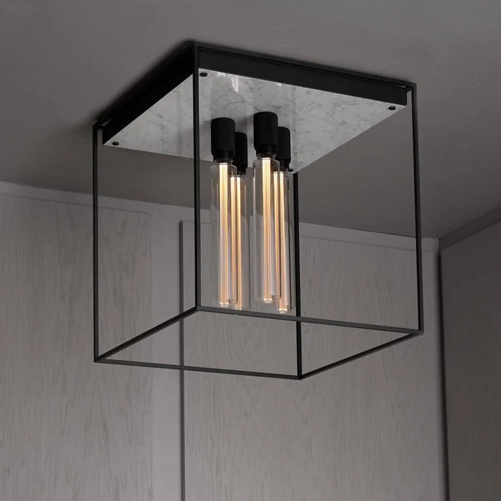 Plafonnier Caged 4.0 en marbre blanc #couleur_blanc