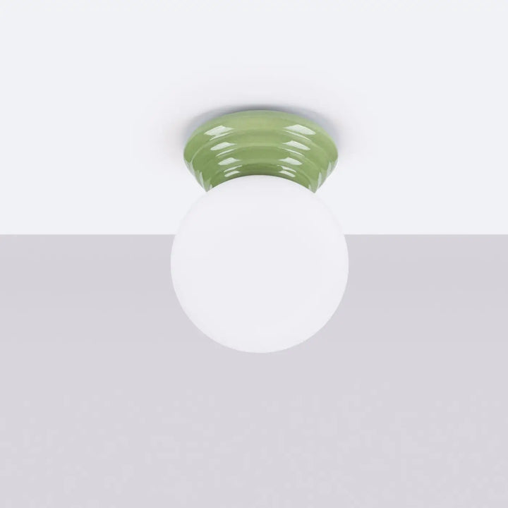 Luminaire plafonnier vert olive éteint