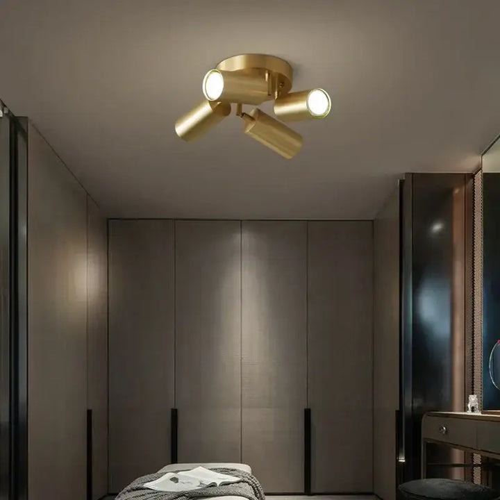 Postmodern Style Ceiling Lamp Spotlight Down Light Iron Gold 2/3/4Heads Aisle Corridor Store Lighting Adjustable