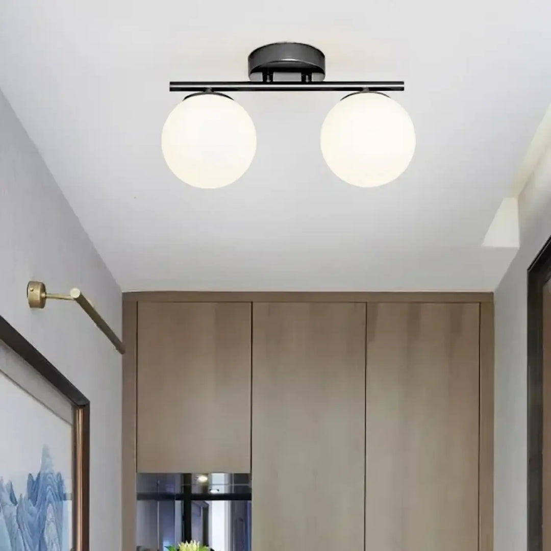 Plafonnier à deux globes lumineux style design élégant