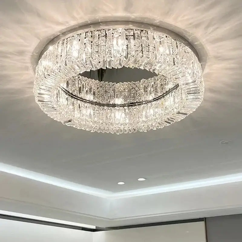 Plafonnier cristal LED rond moderne pour salon élégant

