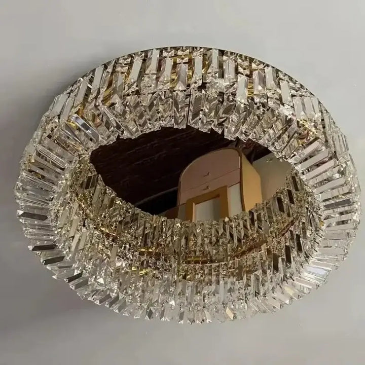 Plafonnier cristal LED rond moderne pour salon élégant

