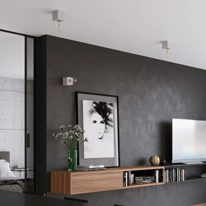 Plafonnier gris dans un intérieur contemporain