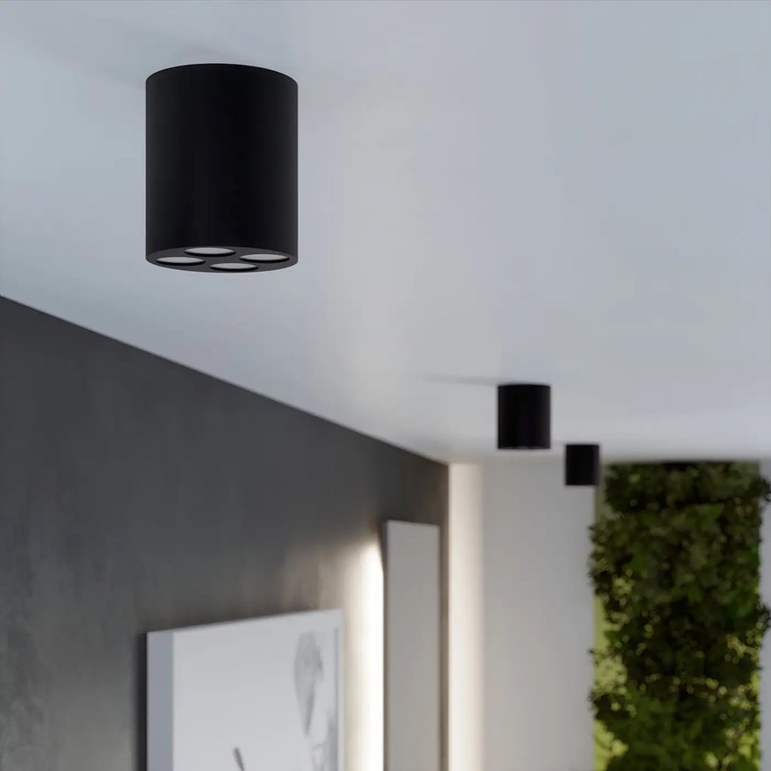 Plafonnier noir dans un intérieur contemporain