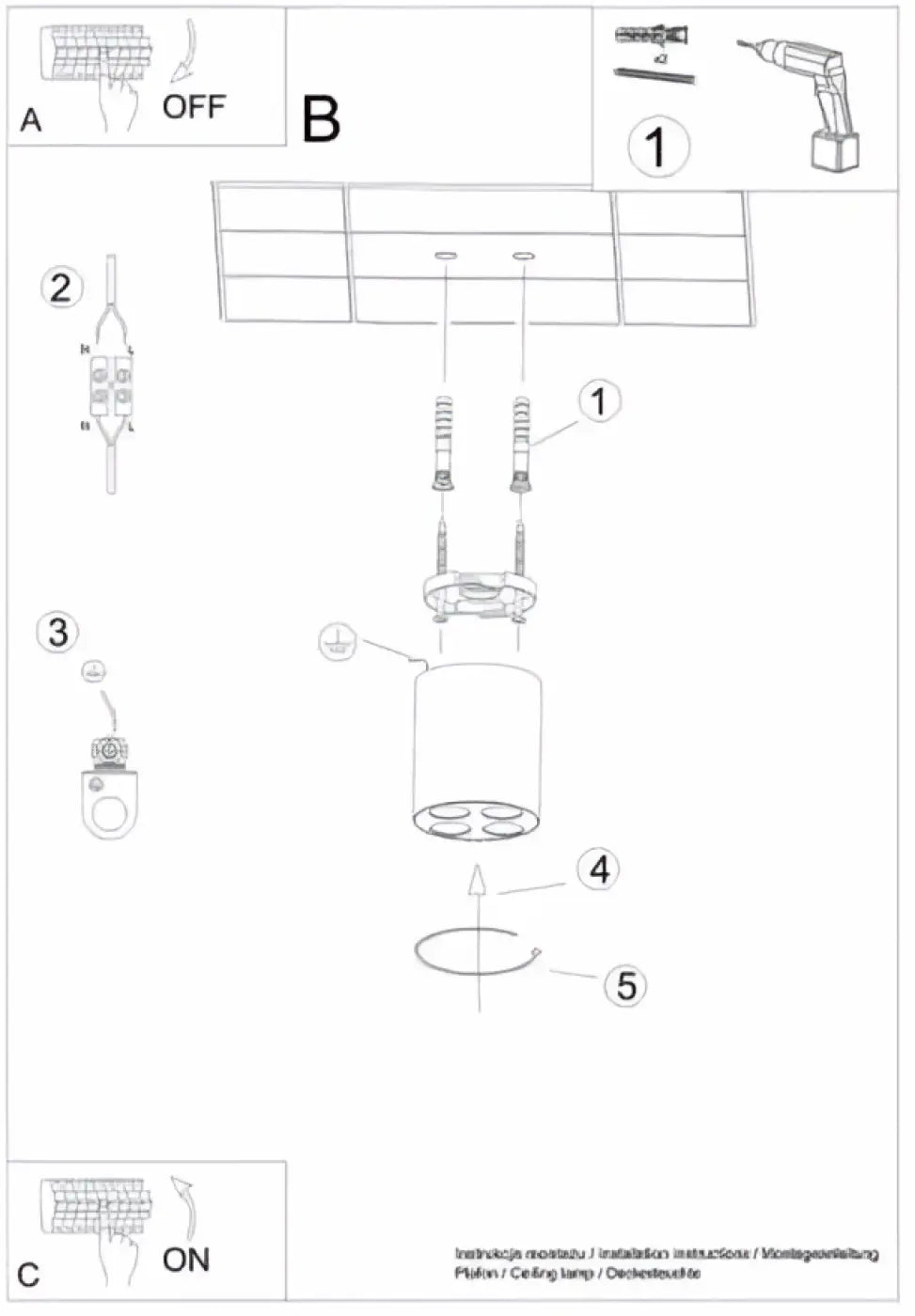 Diagramme dassemblage dun luminaire plafonnier zoe cylindre daluminium avec led intégrée et hauteur réglable