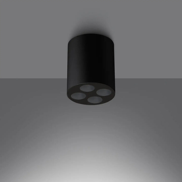 Plafonnier noir allumé