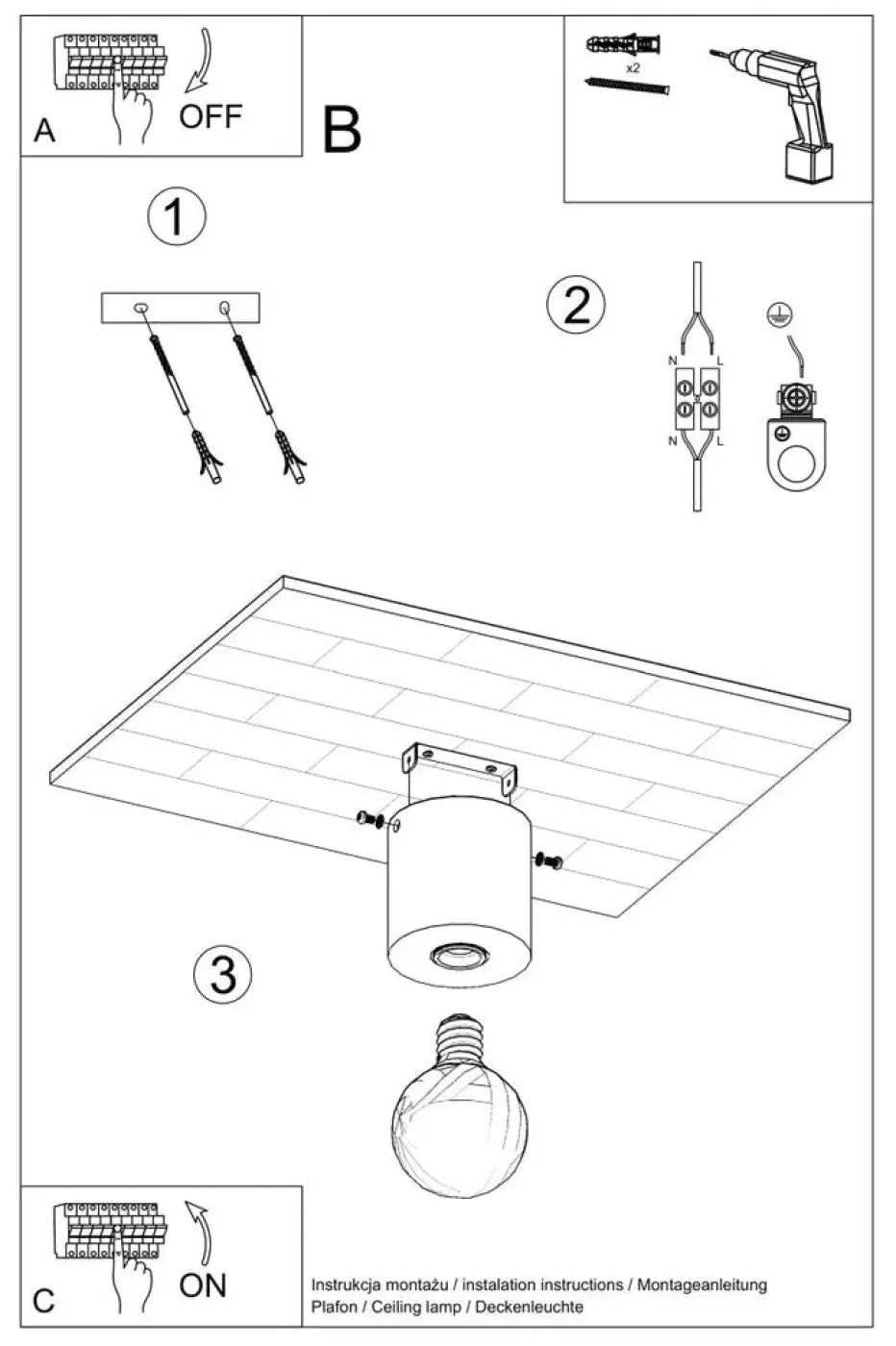 Plafonnier cylindre salgado en béton gris avec ampoule e27 et fixation métallique pour plafond interior