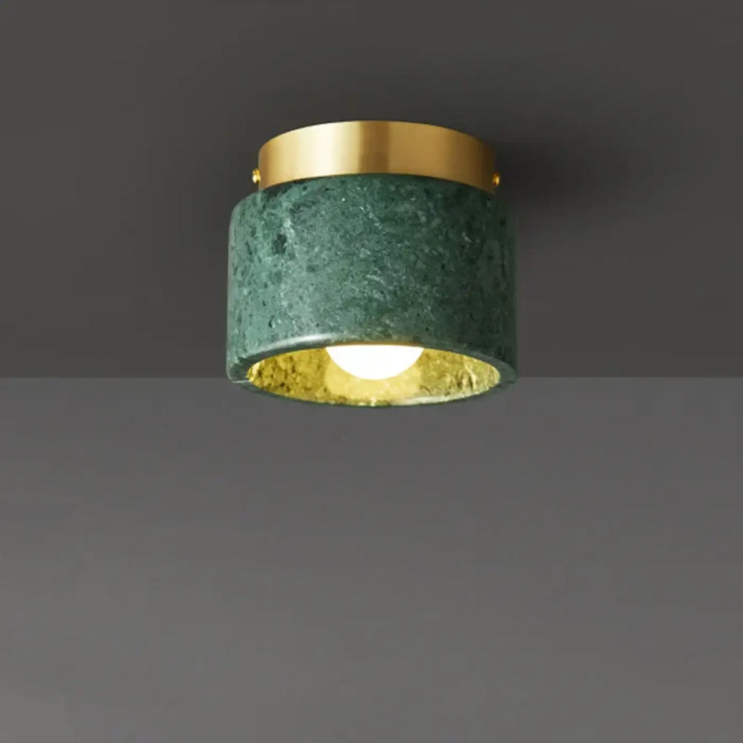 Plafonnier cylindre marbre élégant ambiance luxe blanc