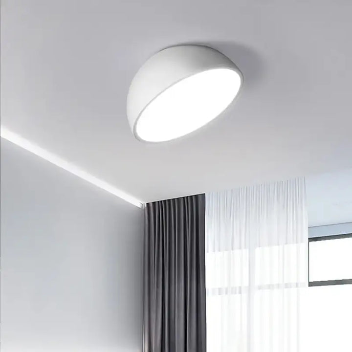 Plafonnier demi sphère blanc led design moderne blanc noir