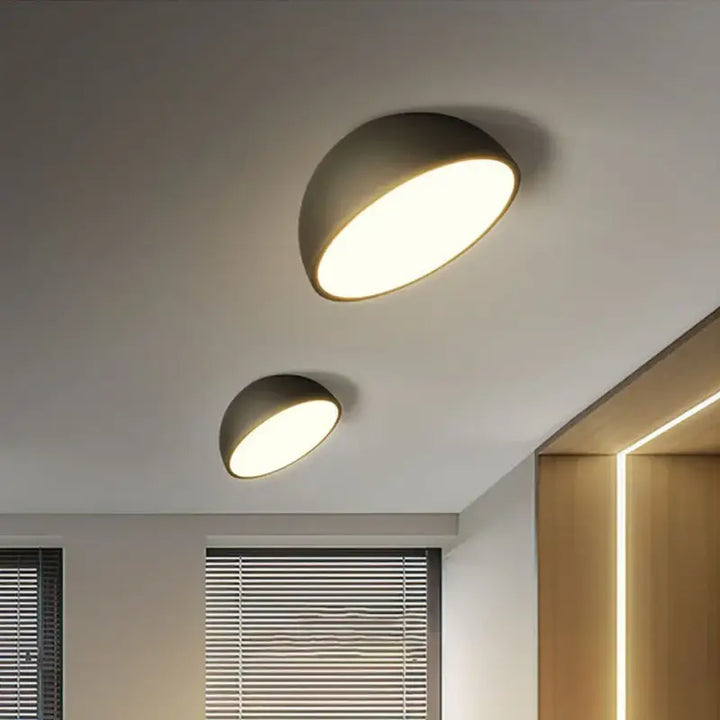 Plafonnier demi sphère blanc led design moderne blanc noir