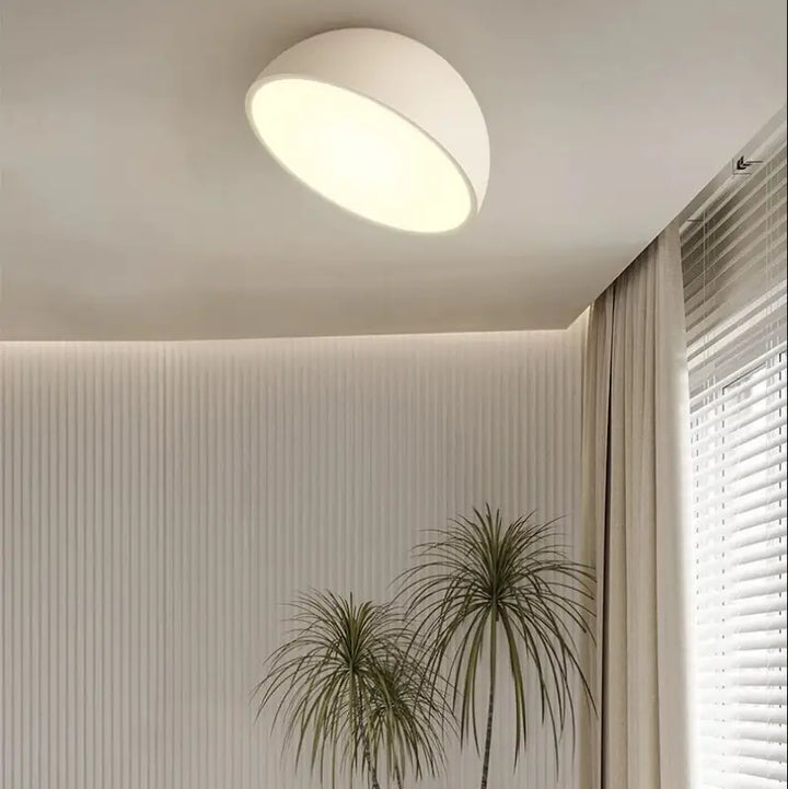 Plafonnier demi sphère bois led design moderne naturel