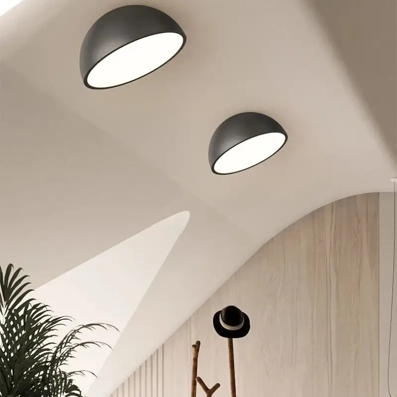Plafonnier demi sphère bois led design moderne naturel