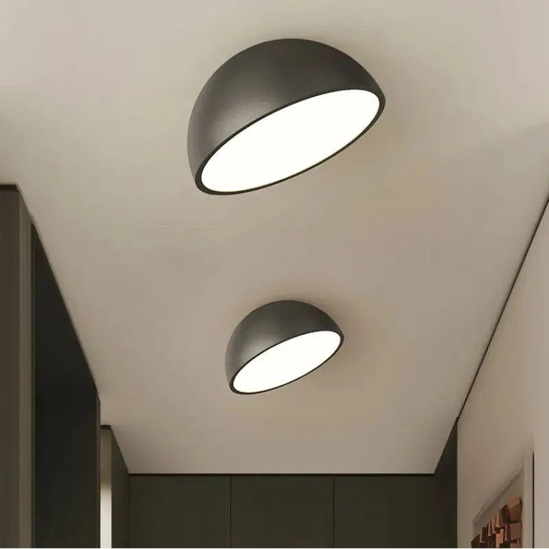 Plafonnier demi sphère bois led design moderne naturel