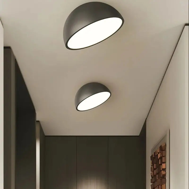 Plafonnier demi sphère bois led design moderne naturel