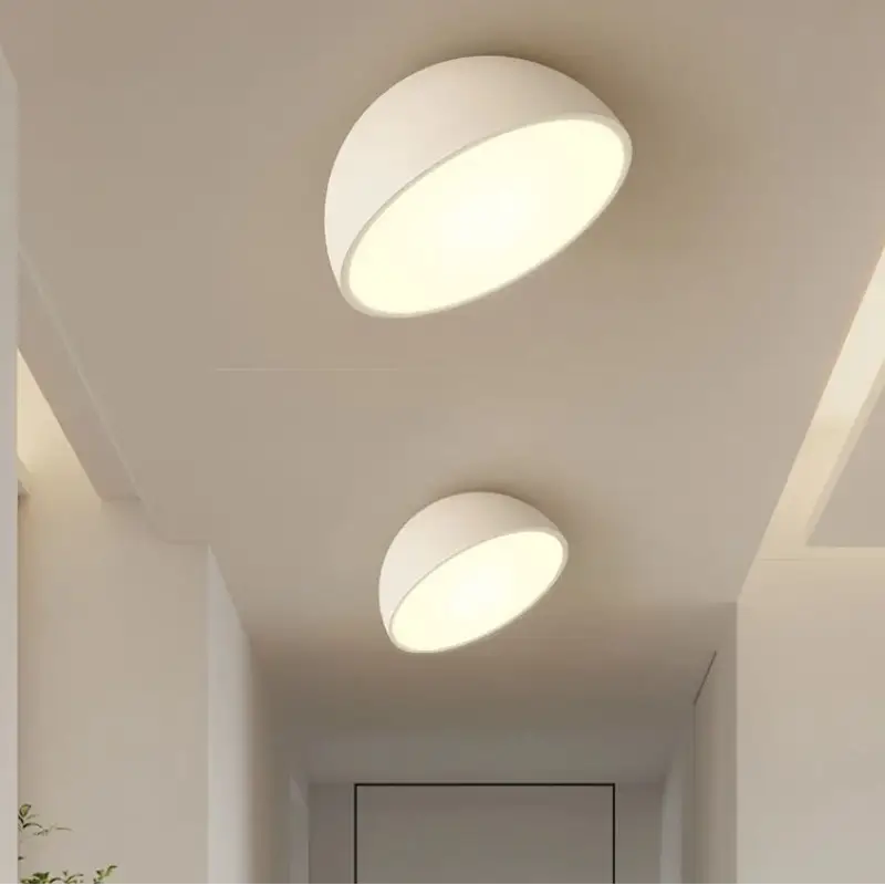 Plafonnier demi sphère bois led design moderne naturel