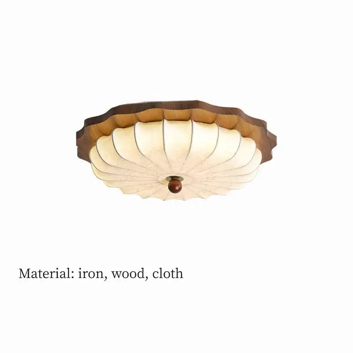 Plafonnier design en bois et tissu style lanterne vintage