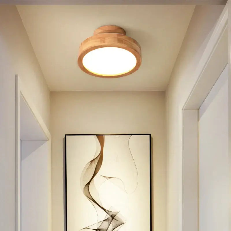 Plafonnier moderne bois led éclairage contemporain beige naturel