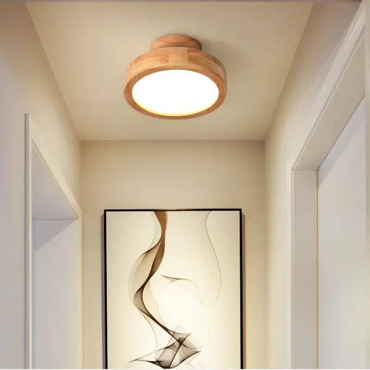 Plafonnier moderne bois led éclairage contemporain beige naturel