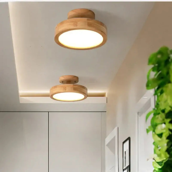 Plafonnier moderne bois led éclairage contemporain beige naturel