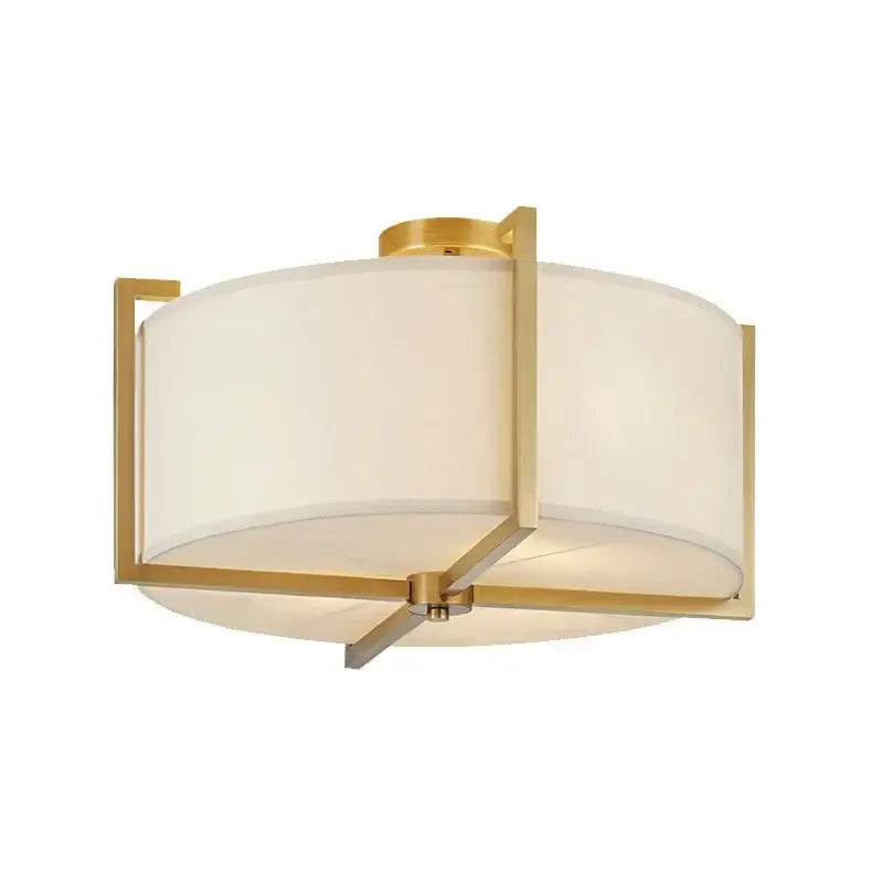 Plafonnier design moderne en métal doré avec abat jour blanc

