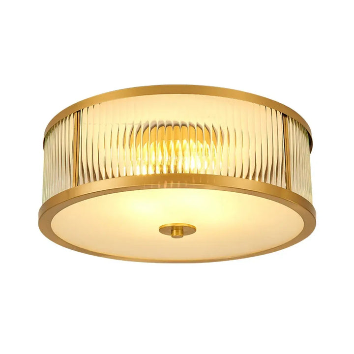 Plafonnier design moderne en verre strié doré