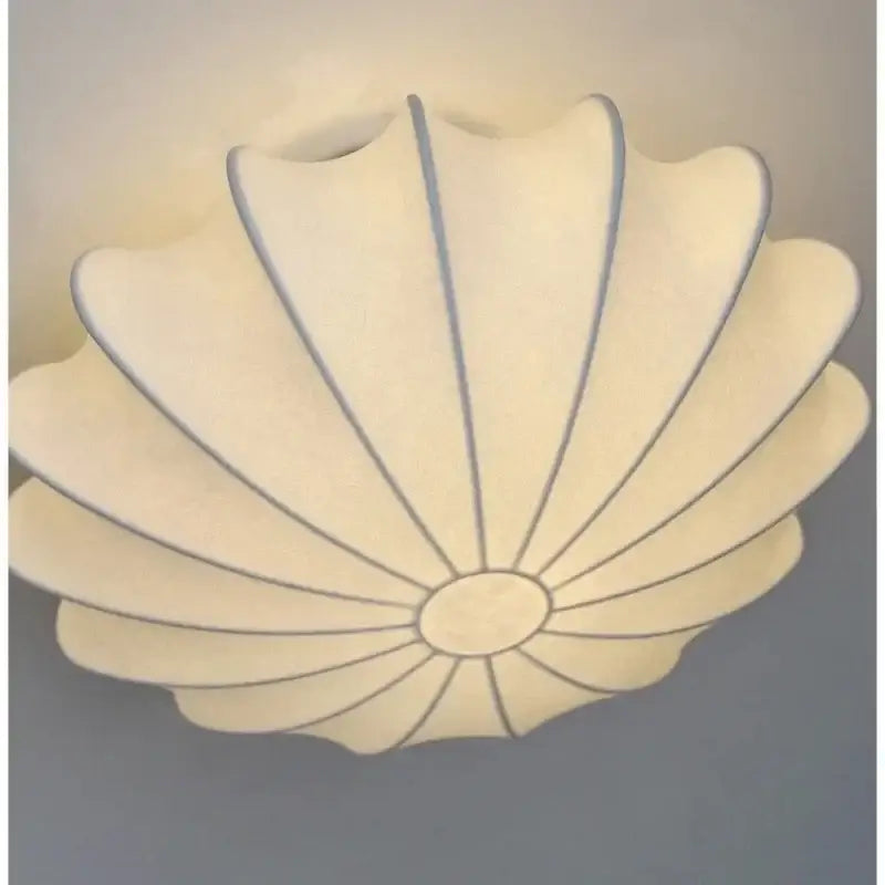 Plafonnier Design Original Forme Organique Blanc Tissu